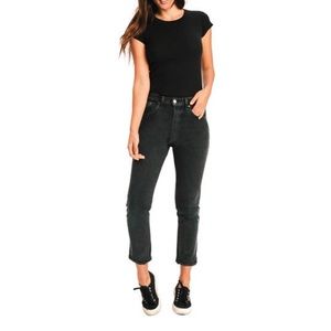 Re/done black denim high rise ankle crop